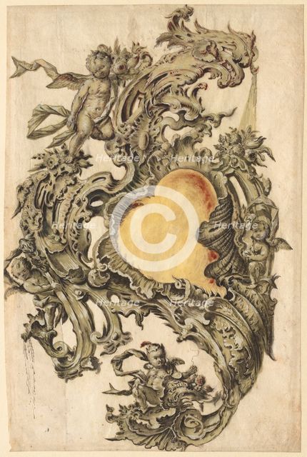 Cartouche with Putti, second half 1700s. Creator: Franz Xaver Habermann (German).