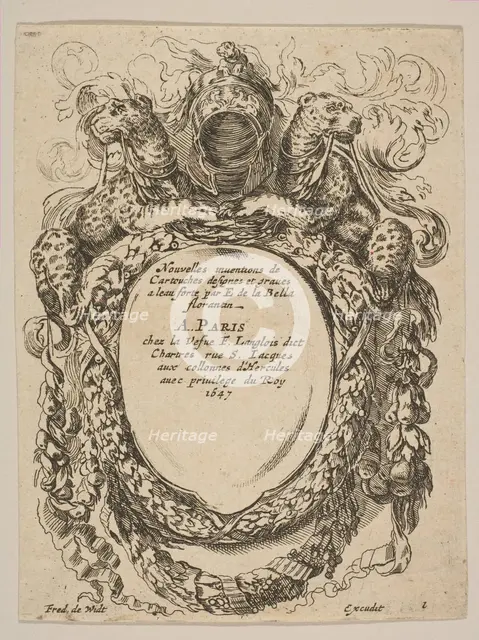 Cartouche with Title: Nouvelles inventions de Cartouches, 17th century. Creator: Unknown.