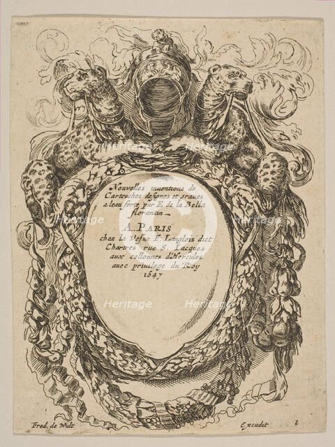 Cartouche with Title: Nouvelles inventions de Cartouches, 17th century. Creator: Unknown.