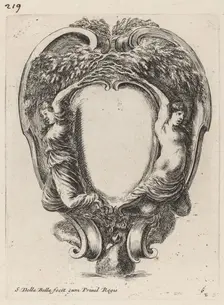 Cartouche with Two Nymphs Metamorphosed into Trees, 1647. Creator: Stefano della Bella