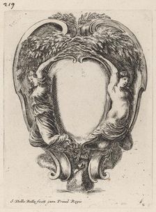 Cartouche with Two Nymphs Metamorphosed into Trees, 1647. Creator: Stefano della Bella