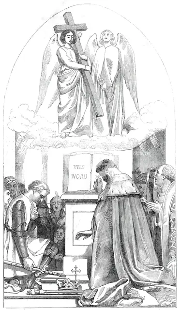 Cartoon (35) Religion - by J.C. Horsley...from the exhibition in Westminster Hall, 1845.  Creator: Unknown.