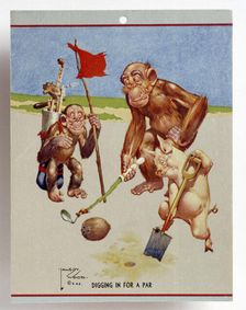 Cartoon with a golfing theme, c1930s