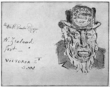 Cartoon depicting Boer leader Paul Kruger as a Maori, 1900