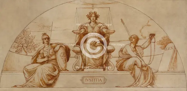 Cartoon for mural of Minnesota State Capital, "Institute of Justice", ca. 1904. Creator: Kenyon Cox.