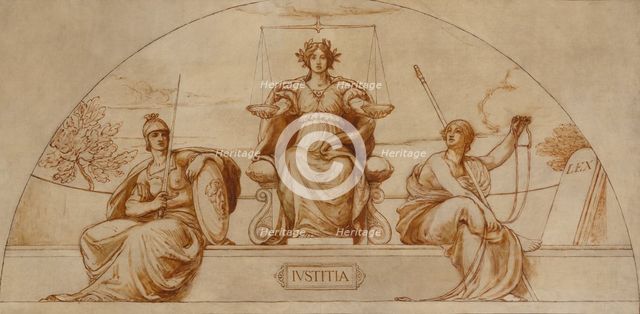 Cartoon for mural of Minnesota State Capital, "Institute of Justice", ca. 1904. Creator: Kenyon Cox.