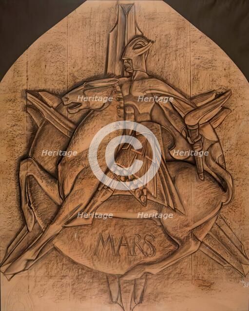 Cartoon For The "Mars" Window In The Scottish National War Memorial, Edinburgh, 1926. Creator: Douglas Strachan.