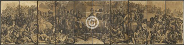 Cartoon for 'The Meeting of Wellington and Blücher After the Battle of Waterloo', March, 1858. Creator: Daniel Maclise.