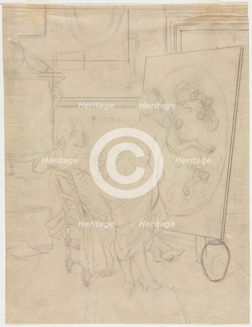 Cartoon for The Opinion of the Model. Creator: Charles Bargue (French, 1826-1883).