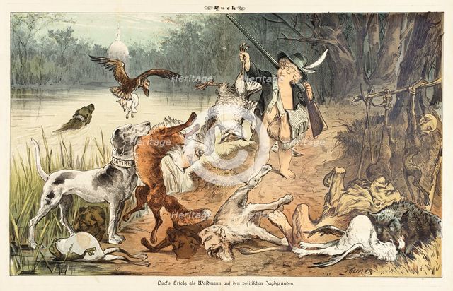 Cartoon from Puck, between 1880 and 1889. Creator: Bernhard Gillam.