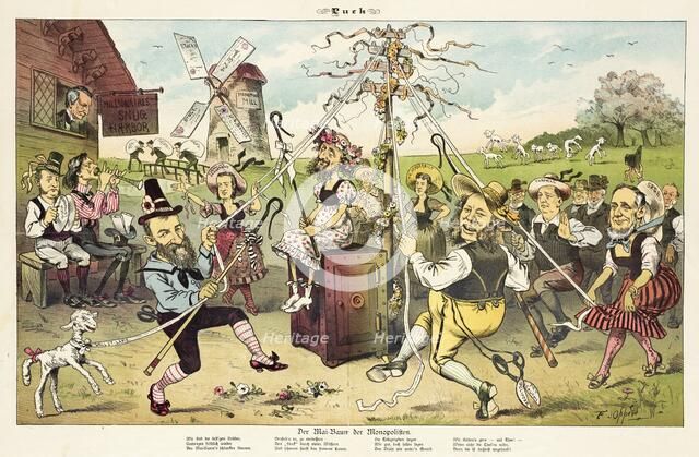 Cartoon from Puck, between 1880 and 1889. Creator: Frederick Burr Opper.