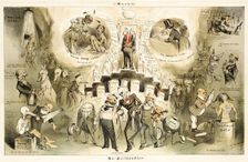 Cartoon from Puck, between 1880 and 1889. Creators: Joseph Keppler, Bernhard Gillam