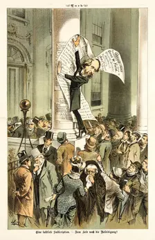 Cartoon from Puck, between 1880 and 1889. Creators: Joseph Keppler, Bernhard Gillam