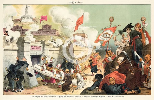 Cartoon from Puck, between 1880 and 1889. Creators: Joseph Keppler, Bernhard Gillam.