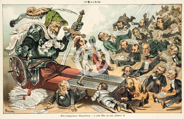 Cartoon from Puck, between 1880 and 1889. Creators: Joseph Keppler, Bernhard Gillam.