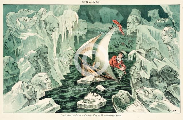 Cartoon from Puck, between 1880 and 1889. Creators: Joseph Keppler, Bernhard Gillam.
