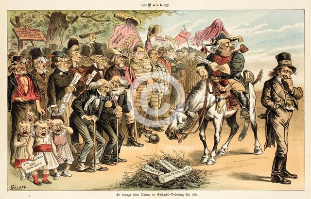 Cartoon from Puck, between 1880 and 1889. Creators: Joseph Keppler, Bernhard Gillam.