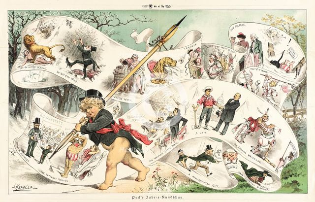 Cartoon from Puck, between 1880 and 1889. Creators: Joseph Keppler, Bernhard Gillam.