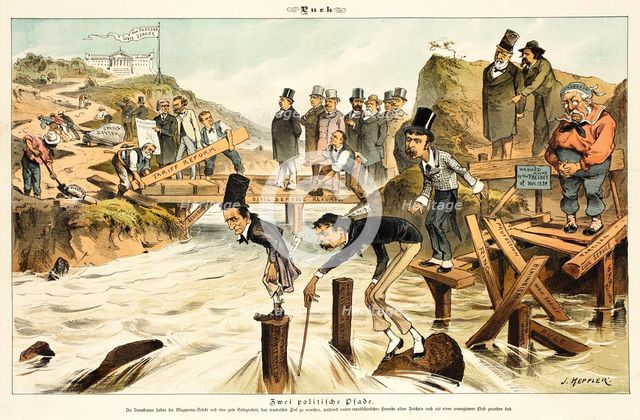 Cartoon from Puck, between 1880 and 1889. Creators: Joseph Keppler, Bernhard Gillam.