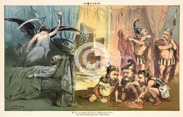 Cartoon from Puck, between 1880 and 1889. Creators: Joseph Keppler, Bernhard Gillam.
