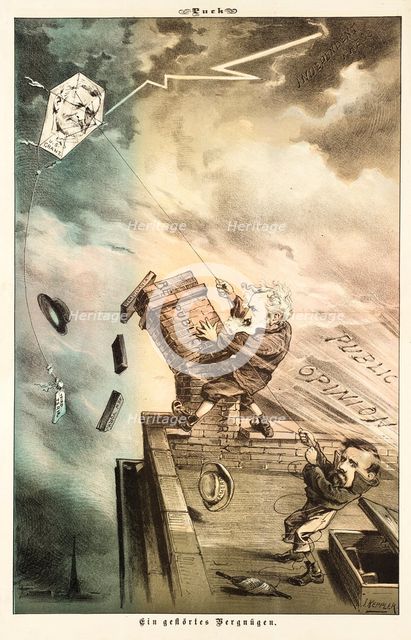 Cartoon from Puck, between 1880 and 1889. Creators: Joseph Keppler, Bernhard Gillam.
