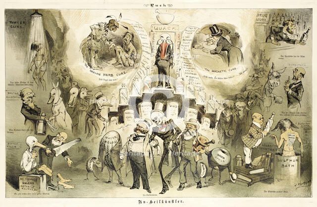 Cartoon from Puck, between 1880 and 1889. Creators: Joseph Keppler, Bernhard Gillam.