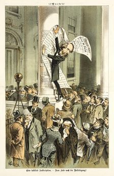 Cartoon from Puck, between 1880 and 1889. Creators: Joseph Keppler, Bernhard Gillam