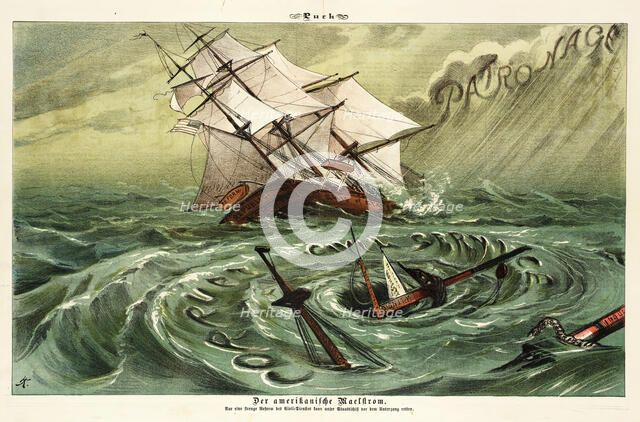 Cartoon from Puck, between 1880 and 1889. Creators: Joseph Keppler, Bernhard Gillam.