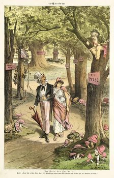 Cartoon from Puck, between 1880 and 1889. Creators: Joseph Keppler, Bernhard Gillam