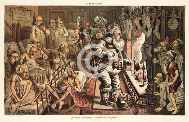 Cartoon from Puck, between 1880 and 1889. Creators: Joseph Keppler, Bernhard Gillam.