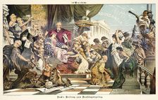 Cartoon from Puck, between 1880 and 1889. Creators: Joseph Keppler, Bernhard Gillam