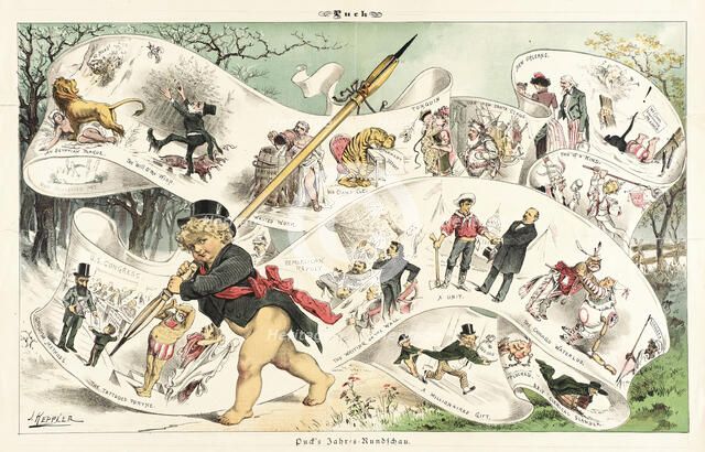 Cartoon from Puck, between 1880 and 1889. Creators: Joseph Keppler, Bernhard Gillam.