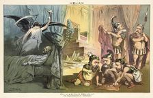 Cartoon from Puck, between 1880 and 1889. Creators: Joseph Keppler, Bernhard Gillam