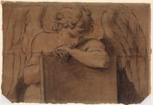 Cartoon Fragment for Adolescent Angel Leaning on a Tablet or Closed Book, ca. 1690-95. Creator: Marc Antonio Franceschini
