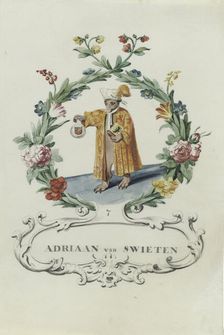 Cartoon of Adriaan van Zwieten, 1710-1720. Creator: Anon