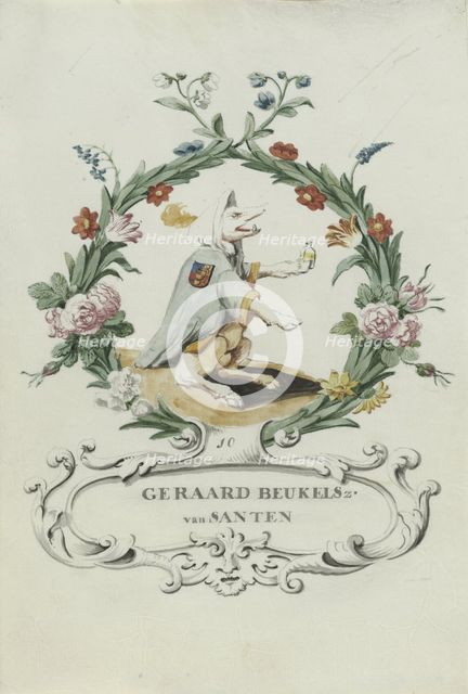Cartoon of Geraard Beukelsz. Van Santen, 1710-1720. Creator: Anon.
