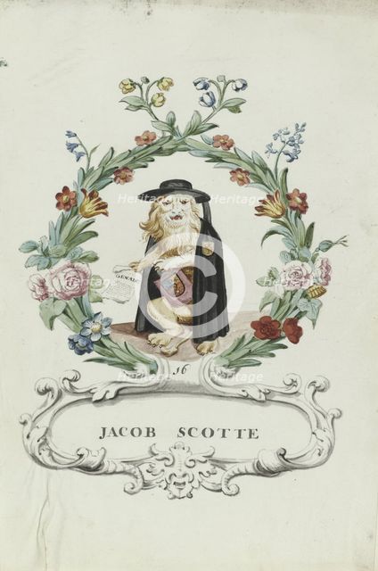 Cartoon of Jacob Scotte, 1710-1720. Creator: Anon.