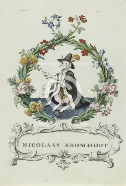 Cartoon of Nicolaas Kromhout, 1710-1720. Creator: Anon.