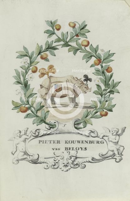 Cartoon of Pieter Kouwenburg van Beloys, 1710-1720. Creator: Anon.