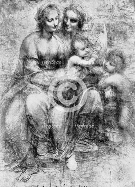 Cartoon of St Anne with Madonna and Child and St John, 15th century (1930).Artist: Leonardo da Vinci