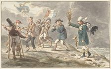 Cartoon on the retreat of Napoleon from Russia, 1812-1814. Creator: Jacob Smies