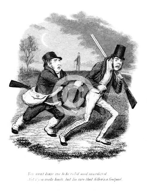 Cartoon showing hunters or poachers, 19th century. Artist: Unknown