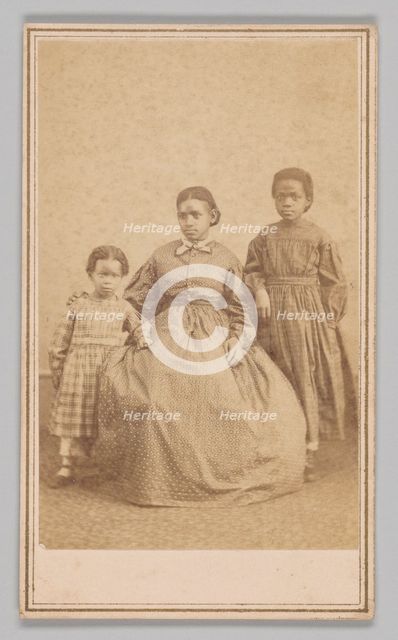Carte-de-visite of a young woman and two children, 1864 - 1866. Creator: Alexander Gardner.