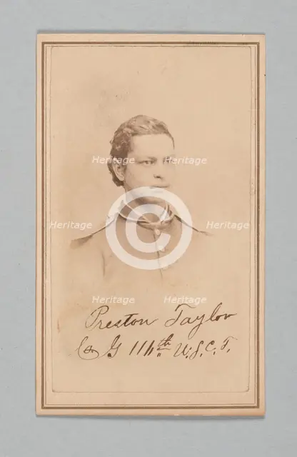 Carte-de-visite of Preston Taylor as a drummer with the 116th USCT, ca. 1866. Creator: Louis Isaac Prince.