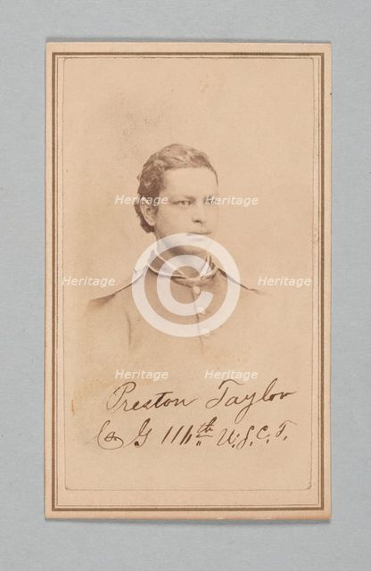 Carte-de-visite of Preston Taylor as a drummer with the 116th USCT, ca. 1866. Creator: Louis Isaac Prince.