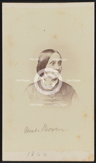 Carte-de-visite portrait of Mrs. Bowen, 1866. Creator: Henry Ulke.