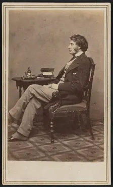 Carte-de-visite portrait of Charles Sumner, 1860s. Creators: Mathew Brady, Charles Sumner
