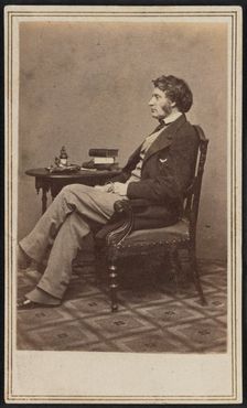 Carte-de-visite portrait of Charles Sumner, 1860s. Creators: Mathew Brady, Charles Sumner