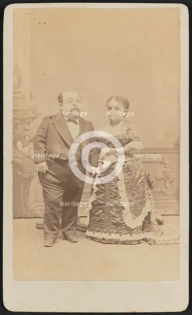 Carte-de-visite portrait of Tom Thumb and Lavinia Warren, 1880-1883. Creator: Unknown.