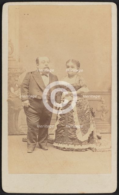 Carte-de-visite portrait of Tom Thumb and Lavinia Warren, 1880-1883. Creator: Unknown.